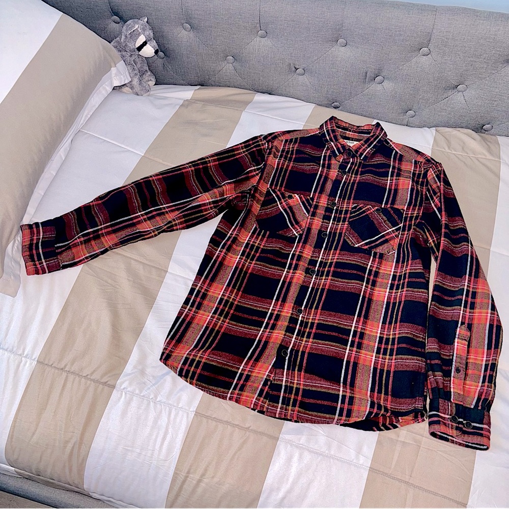 🧡Orange and Black Flannel Shirt